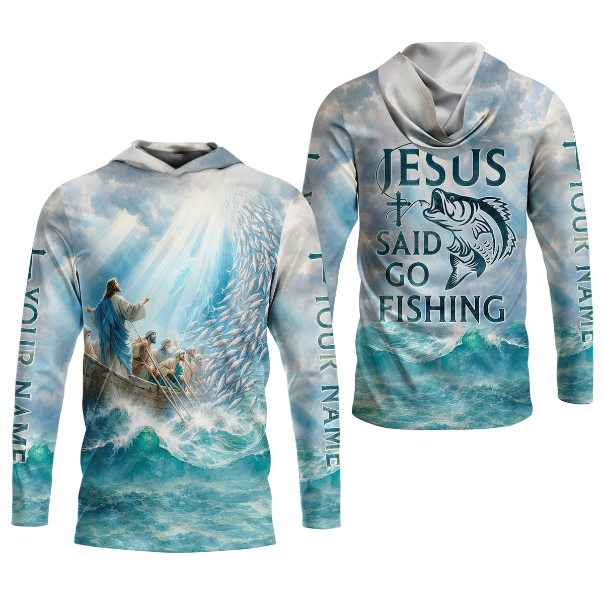 Jesus Said Go Fishing Christian Fishing UPF Shirts, Funny Fishing Shirt, Fishing Shirts For Men