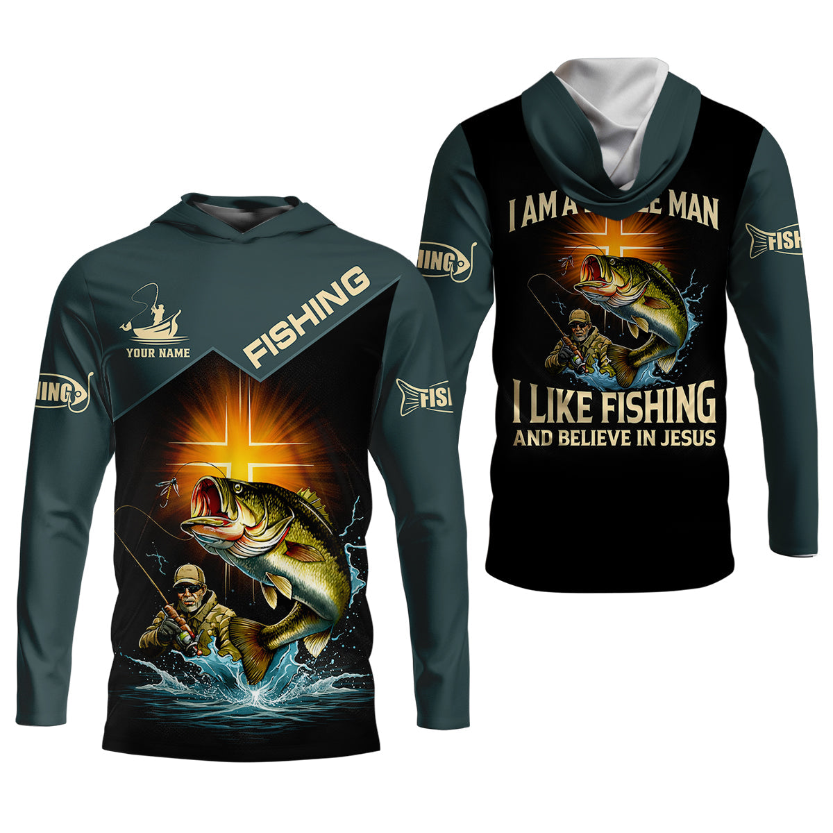 Like Fishing And Believe In Jesus Shirt, Christian Bass Fishing Long Sleeve For Men, Fishing UPF Shirts
