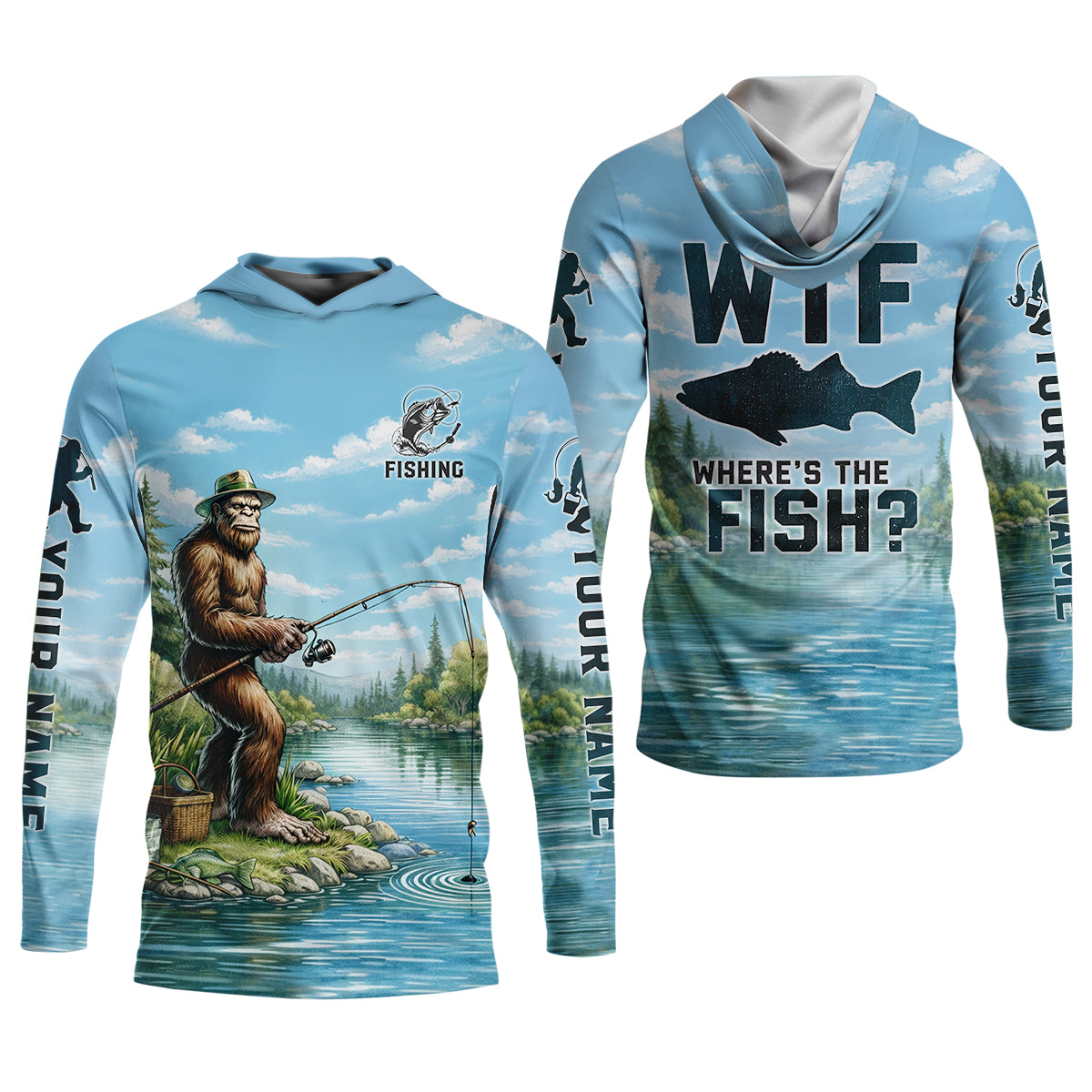 WTF Where’s The Fish, Bigfoot Fishing Personalized UPF Shirt