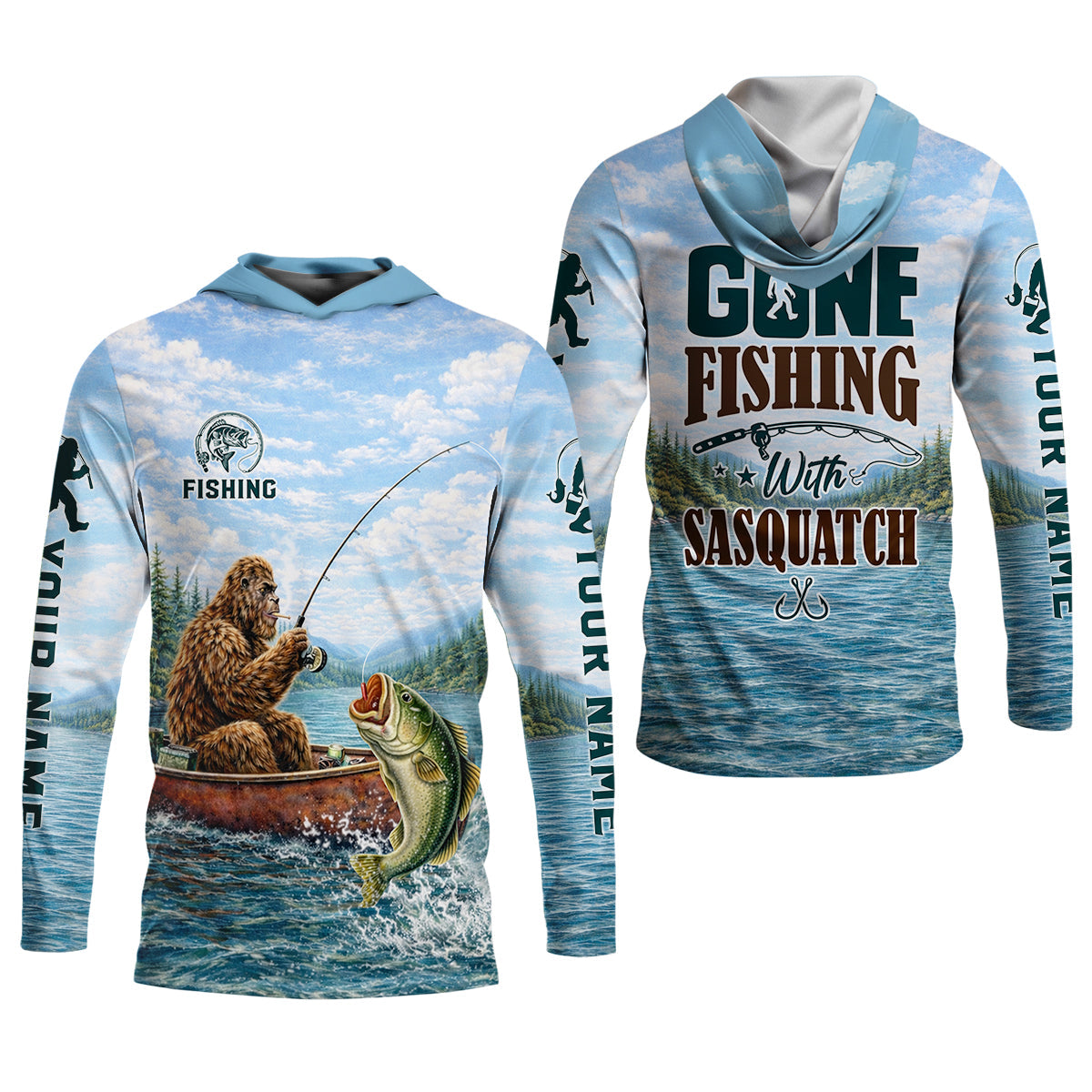 Gone Fishing With Sasquatch – Personalized Bigfoot Fishing UPF Shirt