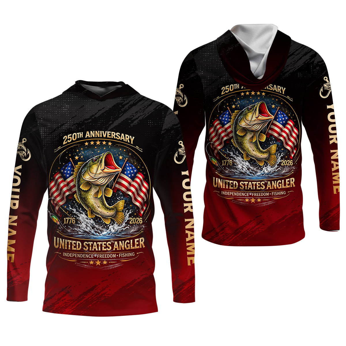 250th Anniversary Independence Freedom Fishing Patriotic Fishing Shirt, Fishing UPF Shirts, Fishing Shirts For Men