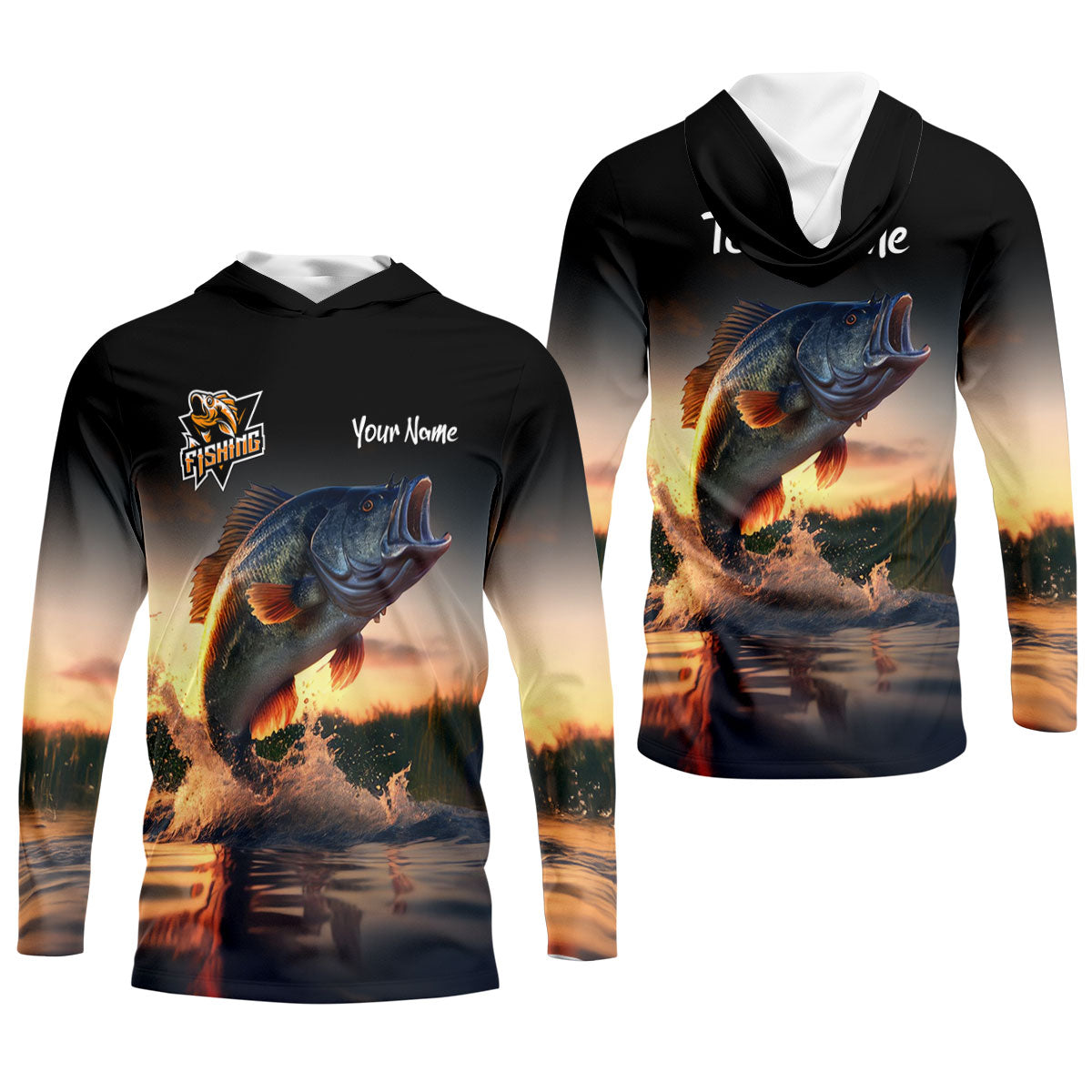 Largemouth Bass Fishing Performance Fishing Shirts, Fishing UPF Shirts, Fishing Shirts For Men