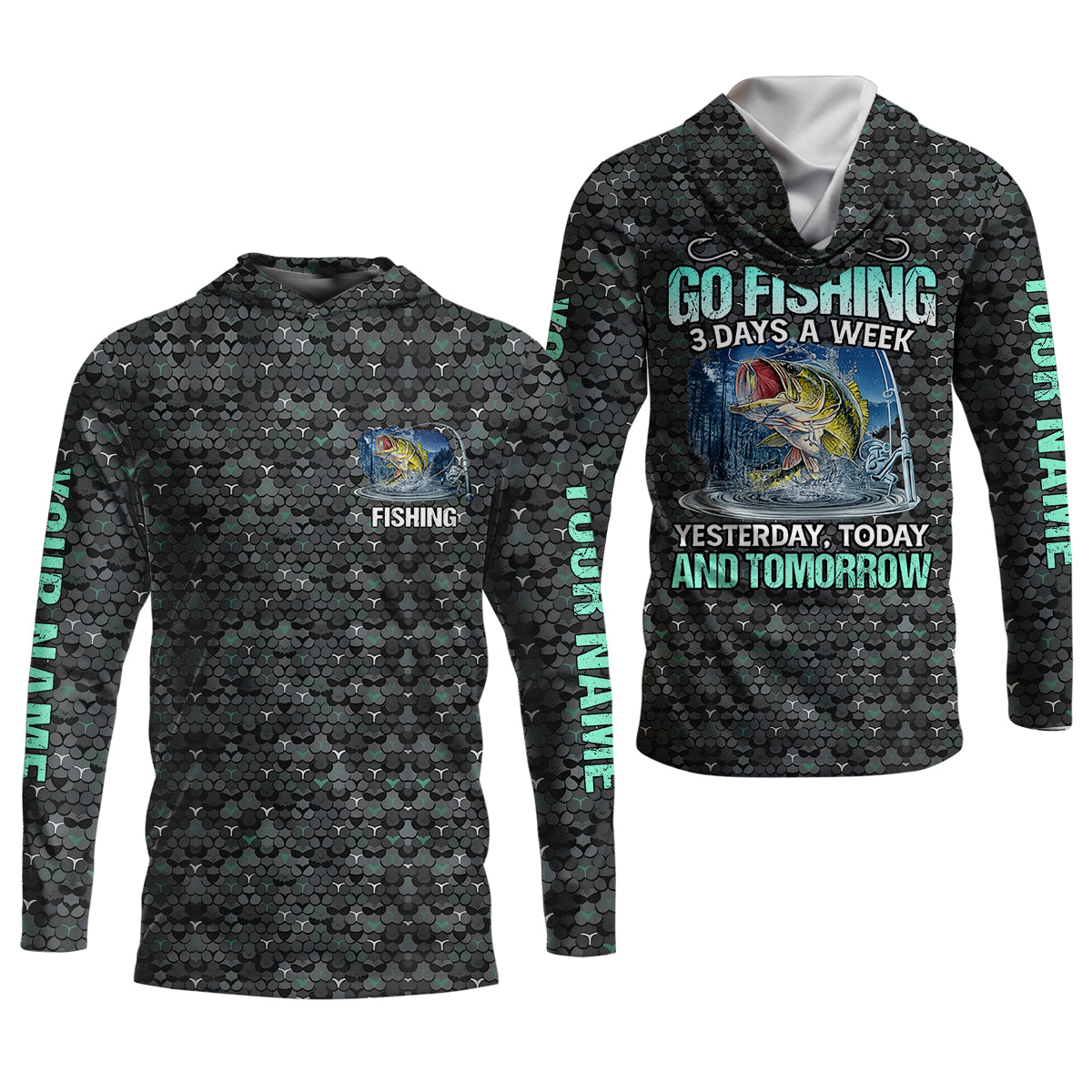 Personalized Fishing Shirt, Go Fishing 3 Days A Week Shirt, Fishing UPF Shirts, Funny Fisherman Gift