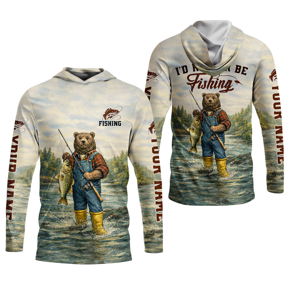 I’d Rather Be Fishing Bear – Outdoor Fishing Shirt, Fishing UPF Shirts, Funny Fishing Shirt