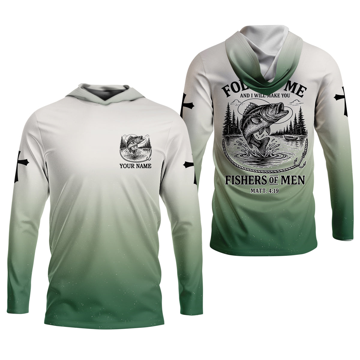 Custom Christian Shirts, Christian Fishing Shirts, Follow Me Fishers of Men Matthew 4:19, Religious Gift for Men