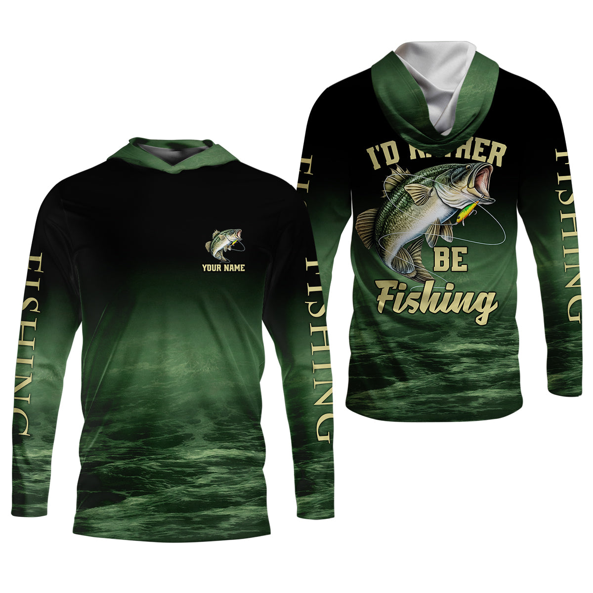 I’d Rather Be Fishing – Personalized Bass Fishing Shirt, Fishing UPF Shirts, Funny Fishing Shirt