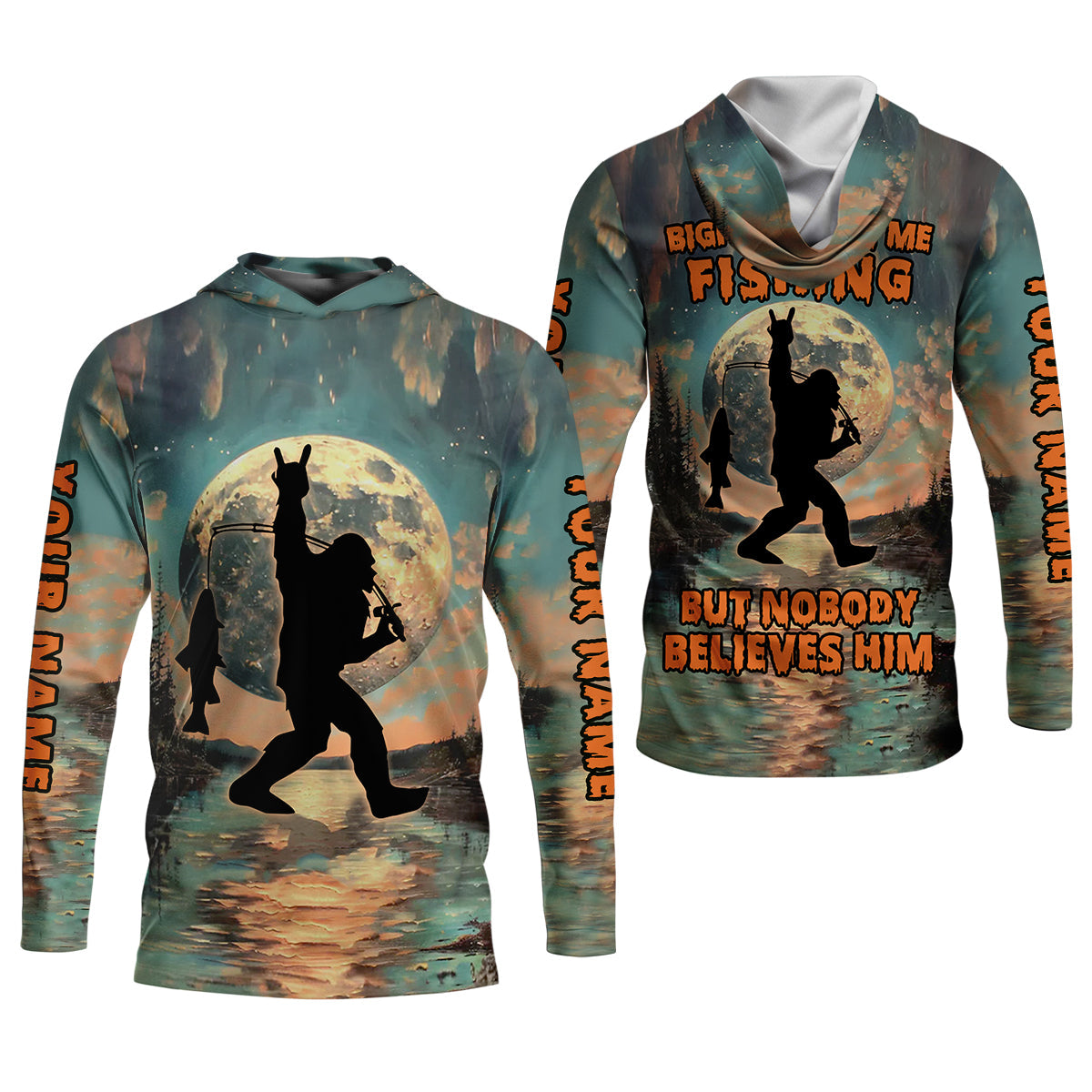 Bigfoot Saw Me Fishing But Nobody Believes Him Funny Sasquatch Fishing SPF Shirt For Men