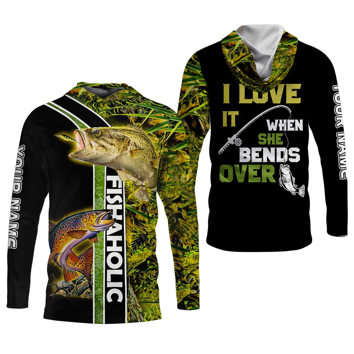 I Love It When She Bends Over Fishaholic Funny Fishing Shirt, Fishing UPF Shirts, Fishing Shirt For Women