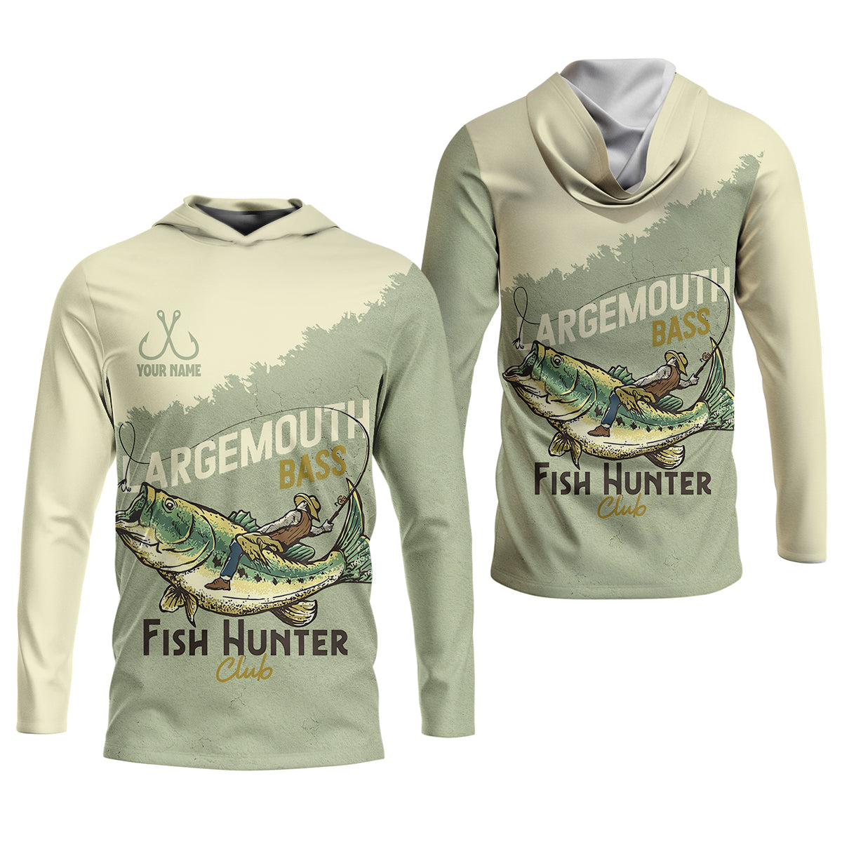 Largemouth Bass Fish Hunter Club Fishing UPF Shirts, Funny Fishing Shirt, Fishing Shirts For Men