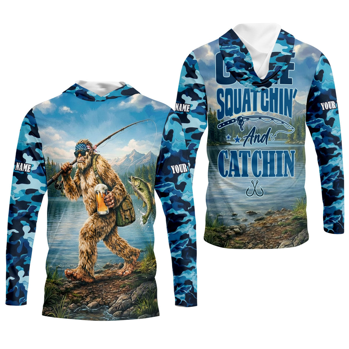Gone Squatchin And Catchin – Bigfoot Fishing Shirt, Fishing UPF Shirts, Funny Fishing Shirt