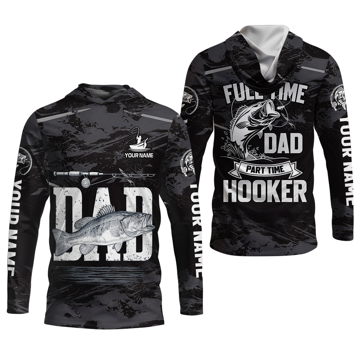 Fishing Hooker Dad, Custom Name Shirt, Fishing UPF Shirts, Funny Fishing Shirt