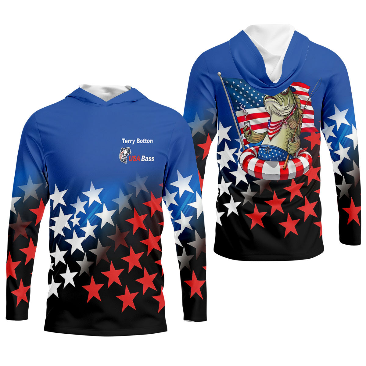 USA Bass Fishing American Flag Fishing Shirt, 250 Years 4th Of July Fishing UPF Shirts, Women Fishing Shirt