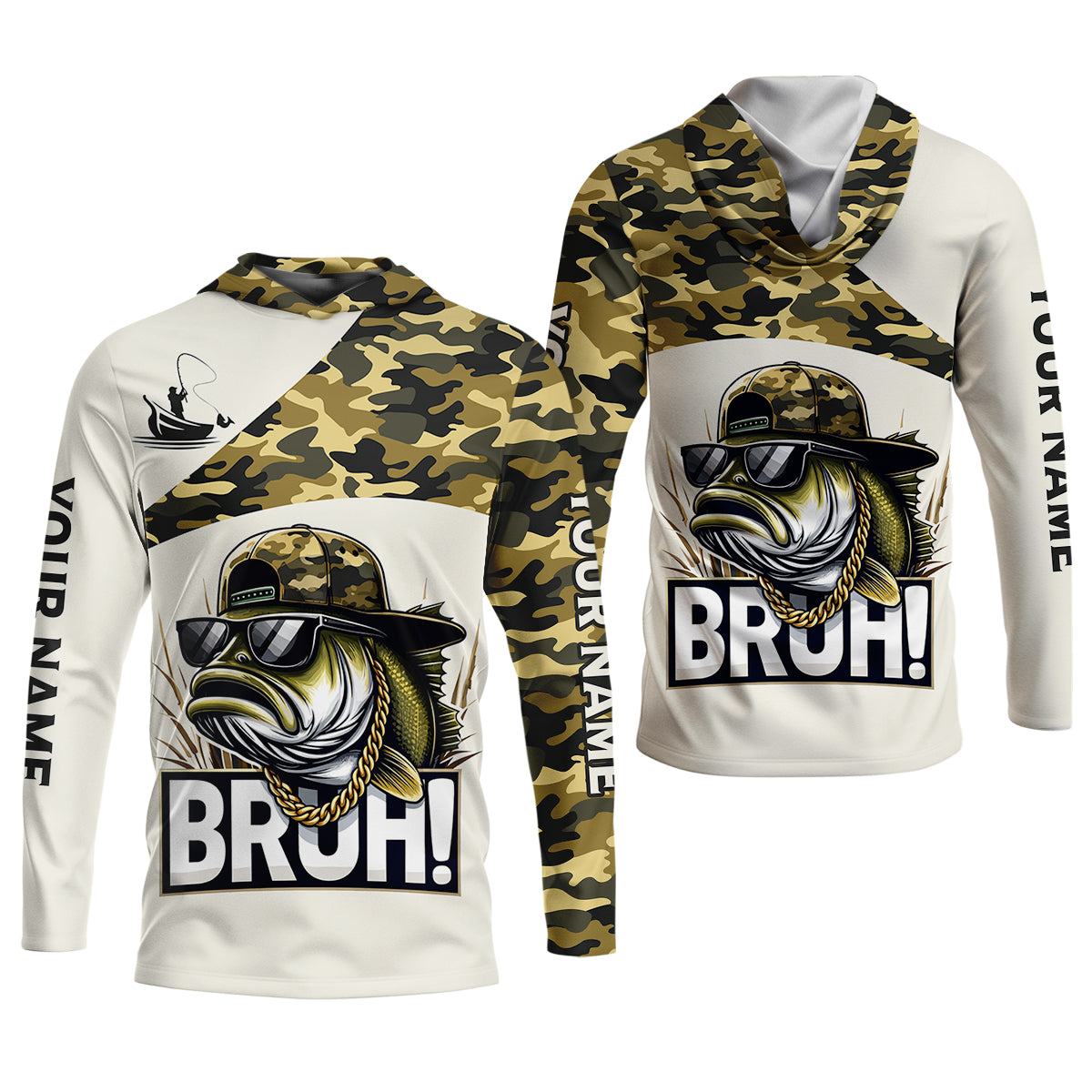 Bruh Largemouth Bass Fishing Camouflage Fishing Shirts, Fishing UPF Shirts, Fishing Shirt For Women