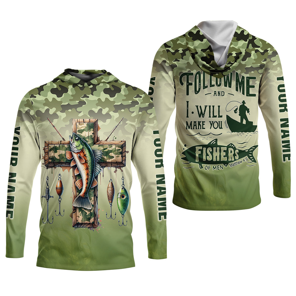 I Will Make You Fishers Of Men Camouflage Fishing Shirts, Fishing UPF Shirts, Christian Fishing Shirts For Men