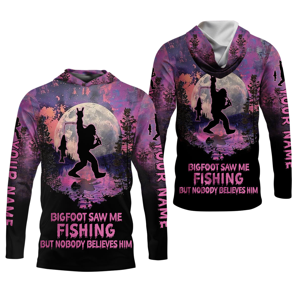 Bigfoot Saw Me Fishing But Nobody Believes Him Funny Fishing Shirt, SPF Shirt For Men