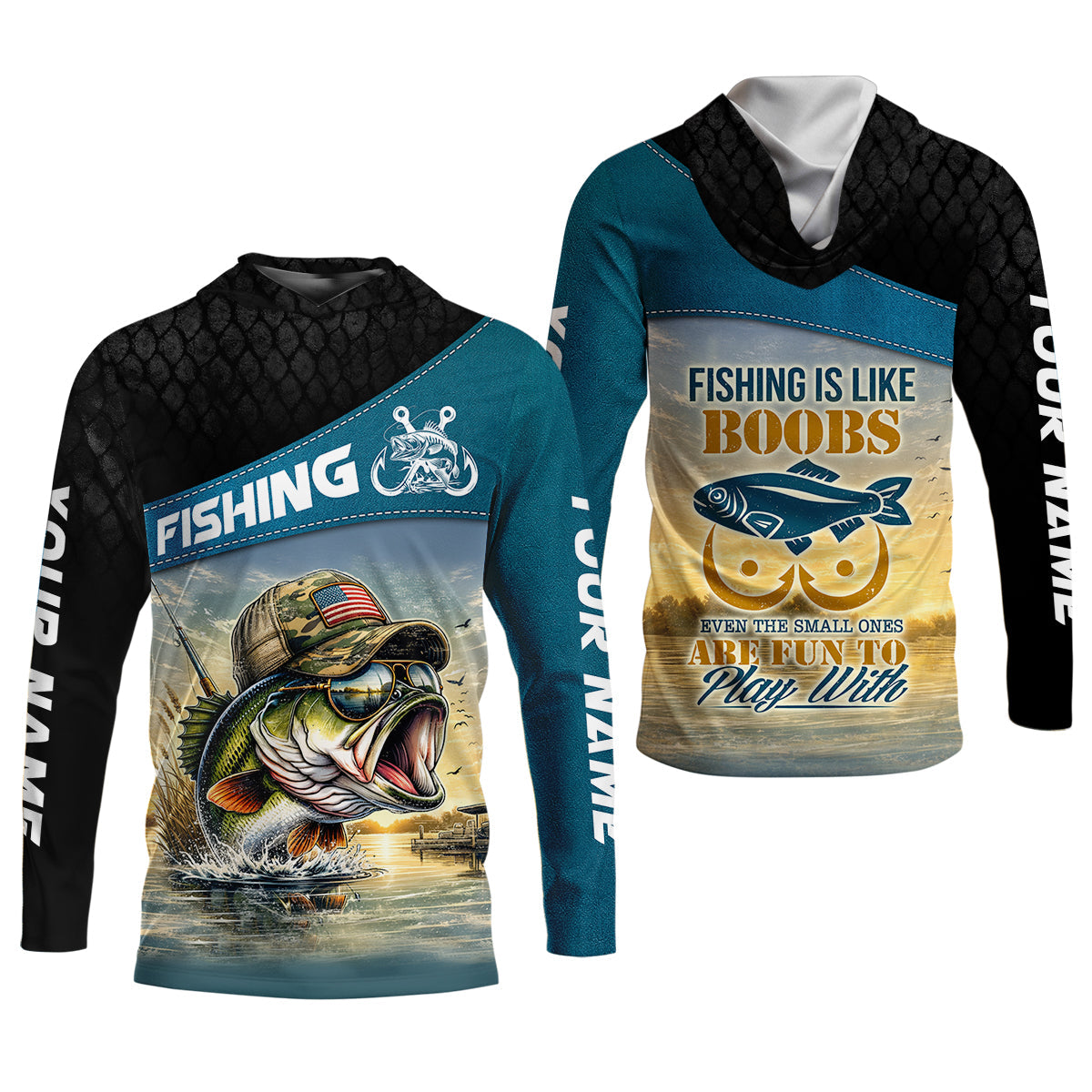 Funny Fishing Humor UPF Shirt, Personalized Bass Fishing Shirt for Men