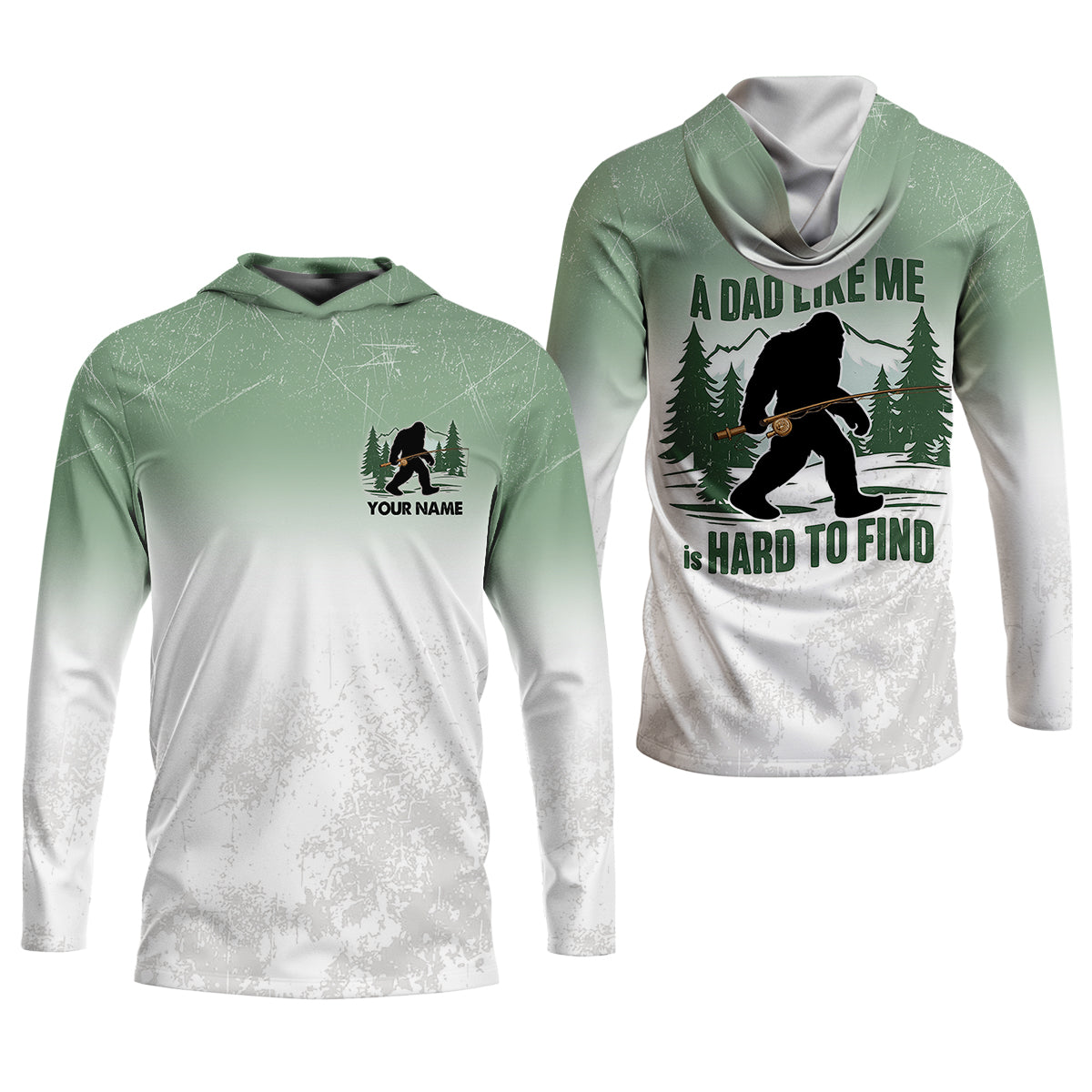A Dad Like Me Is Hard To Find Bigfoot Fishing Shirt, Custom Name Bass Shirt, Fishing UPF Shirts, Funny Fishing Shirt