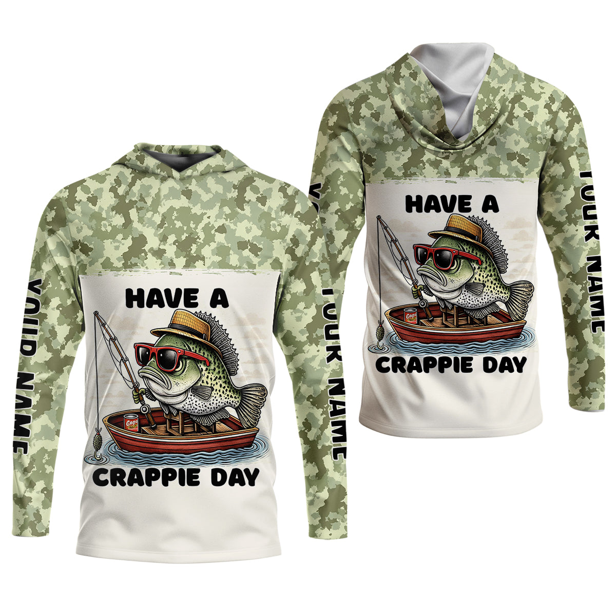 Have A Crappie Day Camo Fishing Shirt, Fishing UPF Shirts, Fishing Gift for Men, Men's Fishing Shirt