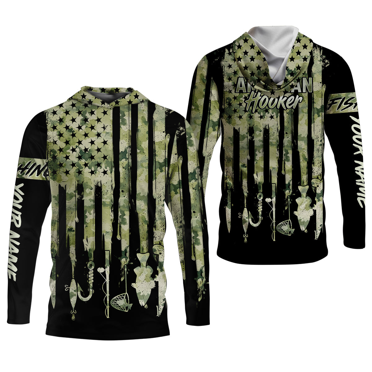 American Hooker Patriotic Fishing Shirt, Camo Fishing Shirt, Women SPF Shirt, Female Fishing Shirts