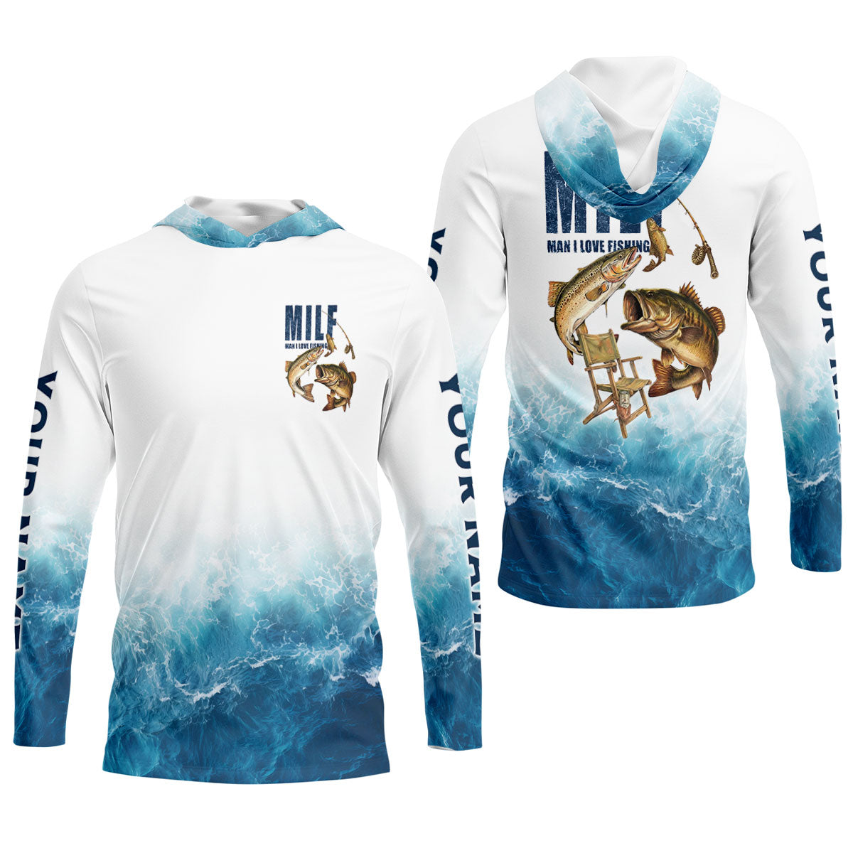 Funny MILF Man I Love Fishing Shirt, Custom Name Fisherman Gift for Men, Fishing UPF Shirts