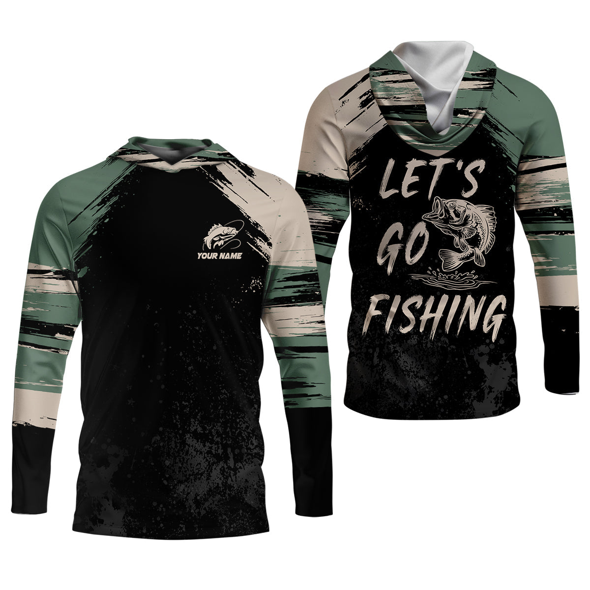 Let's Go Fishing Distressed Pattern Retro Fishing Shirt, Fishing UPF Shirts, Fishing Shirts For Men