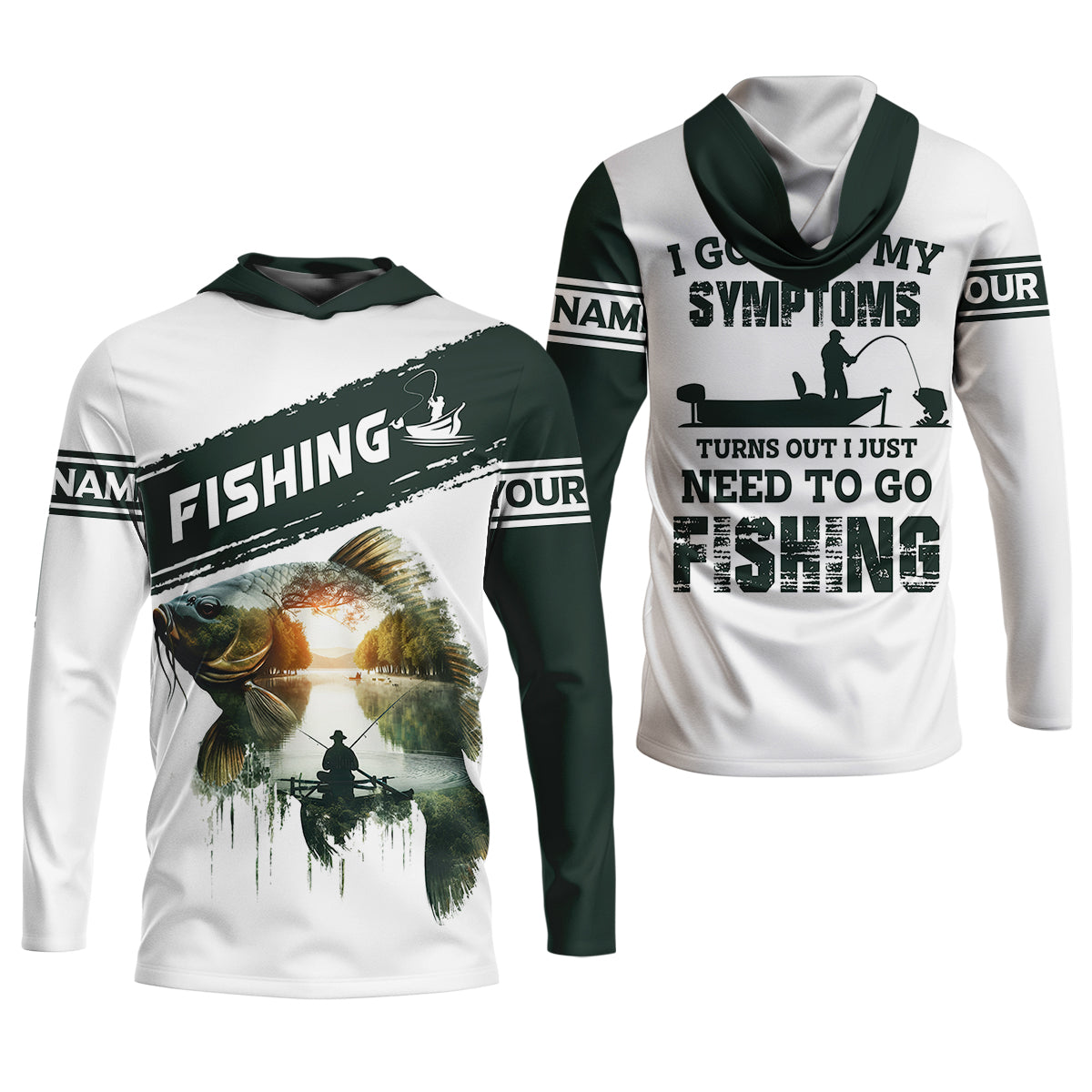 Personalized Funny Fishing Shirt, I Google My Symptoms Need To Go Fishing, Fishing UPF Shirts
