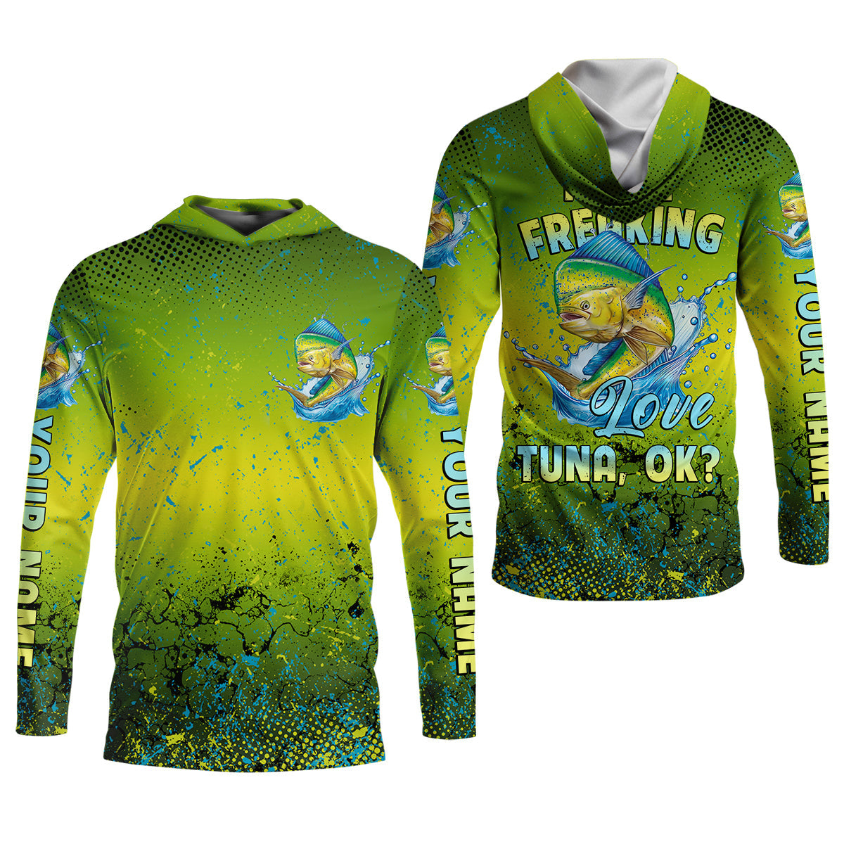 I Just Freaking Love Tuna Custom Name Fishing UPF Shirts, Women Fishing Shirt, Female Fishing Shirts
