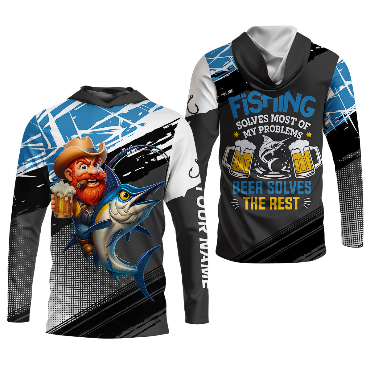 Fishing Solves Most Of My Problems Beer Solves The Rest Funny Fishing Shirt, SPF Shirt For Men, Gift For Fisherman