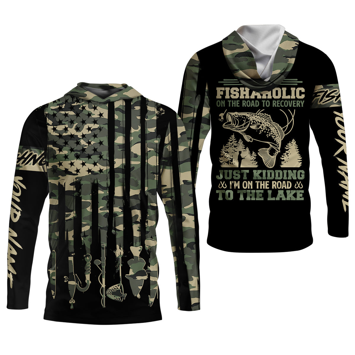 Fishaholic On The Road to the Lake, Personalized Fishing UPF Shirt