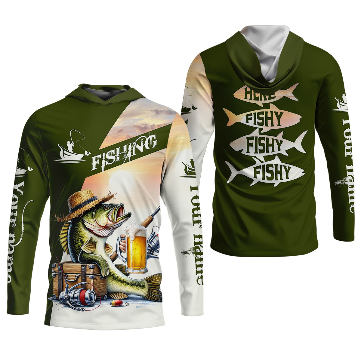 Here Fishy Fishy Funny Fishing Shirt, Fisherman Beer Shirt For Men, Custom Fishing Gift