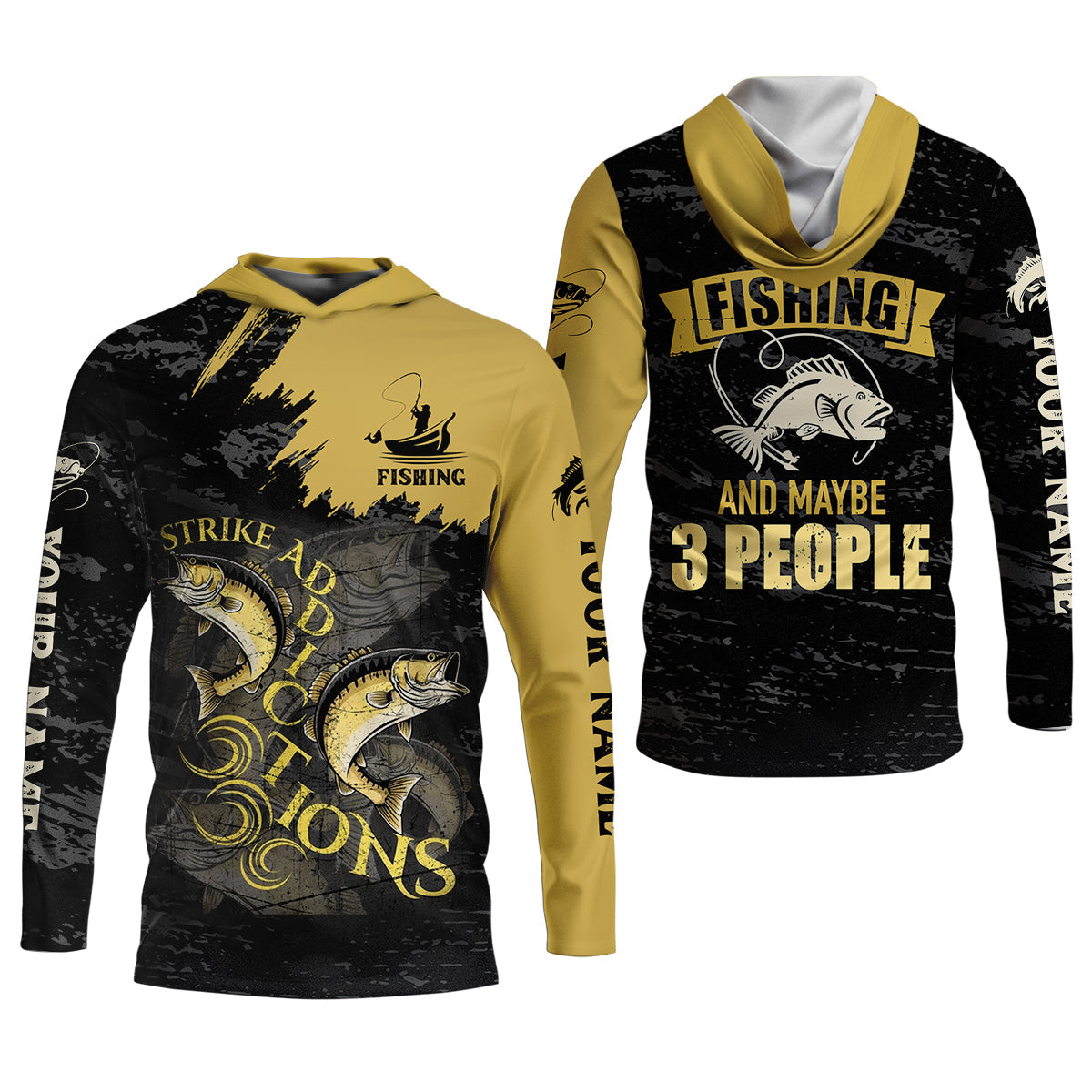I Like Fishing And Maybe 3 People Shirt, Personalized Strike Addictions Bass Fishing Shirt For Men, Fishing UPF Shirts