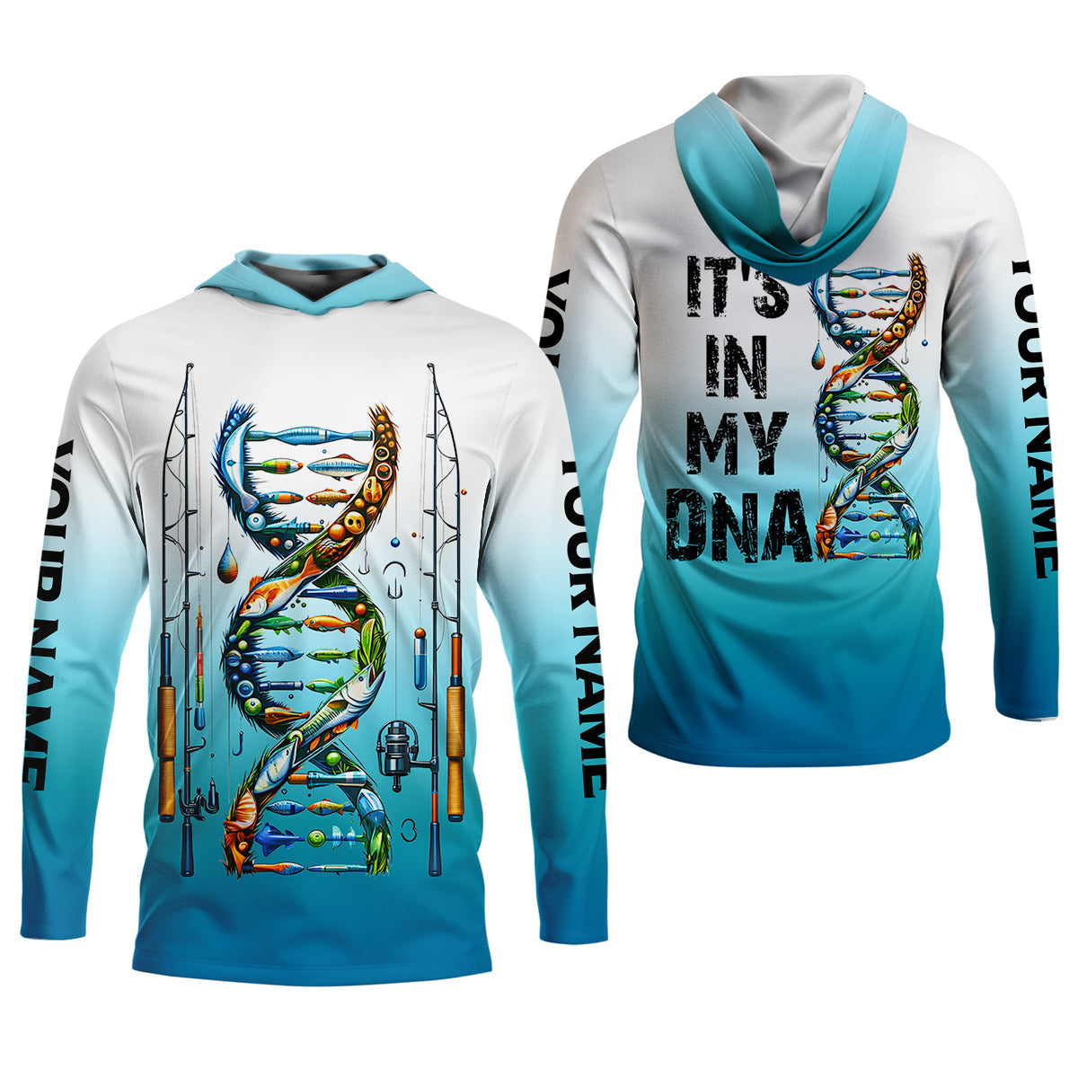Personalized Fishing DNA Shirt, It’s In My DNA Angler Gift For Men, Fishing UPF Shirts