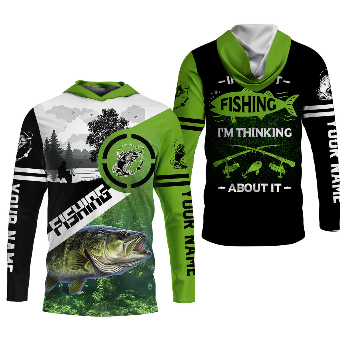 Personalized Bass Fishing Shirt, If I’m Not Fishing I’m Thinking About It Shirt, Fishing UPF Shirts