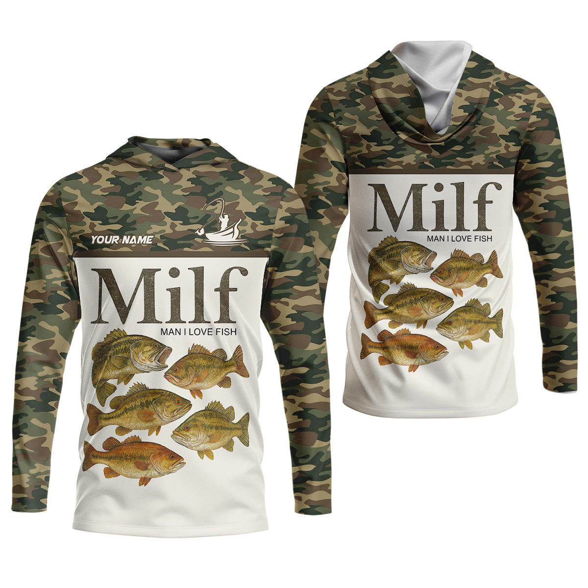 MILF Man I Love Fish Funny Fishing Shirt, Camo Fishing UPF Shirts, Women Fishing Shirt