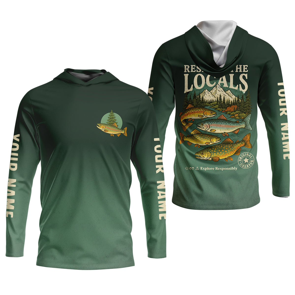 Respect The Locals Fishing UPF Shirts, Custom Fishing Shirt, Fishing Gift for Men, Men's Fishing Shirt