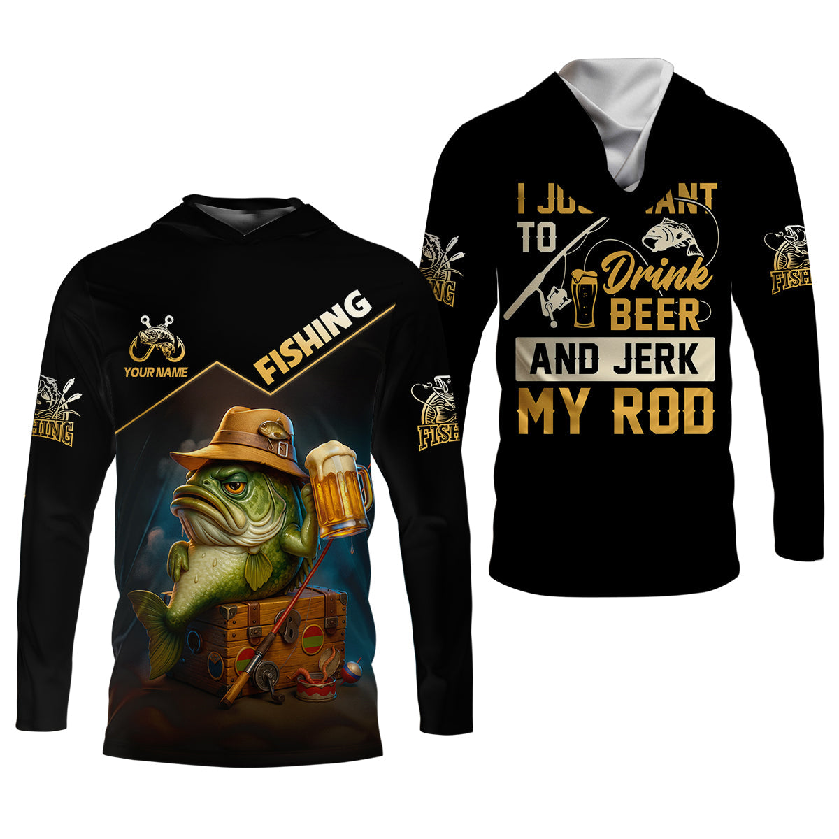 I Just Want To Drink Beer And Jerk My Rod Bass Fishing Shirt, Funny Fishing Shirt, Gift For Fisherman