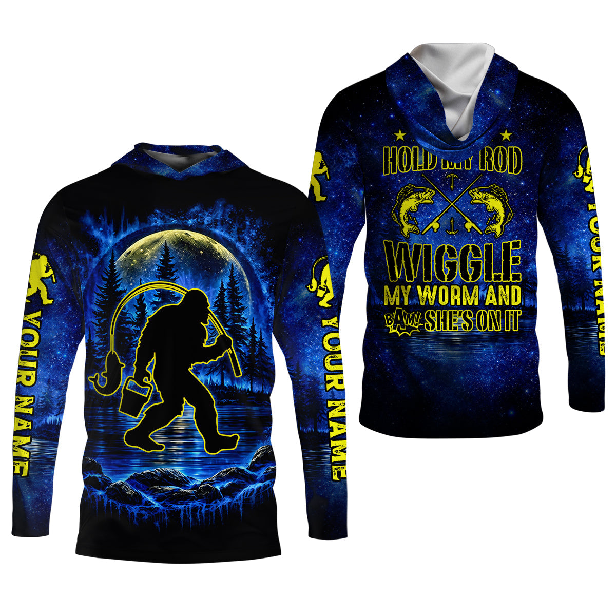 That Wiggle Means It’s On – Bigfoot Fishing Shirt, Fishing UPF Shirts, Funny Fishing Shirt