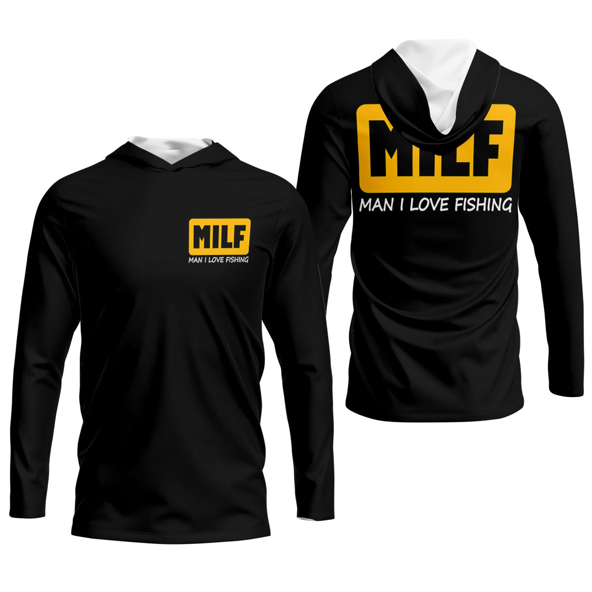 MILF Man I Love Fish Black And Yellow Fishing UPF Shirts, Funny Fishing Shirt, Fishing Shirts For Men