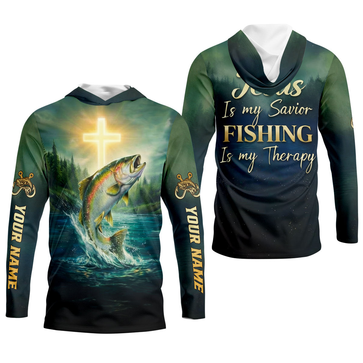 Jesus My Savior – Fishing My Therapy Shirt, Fishing UPF Shirts, Funny Fishing Shirt