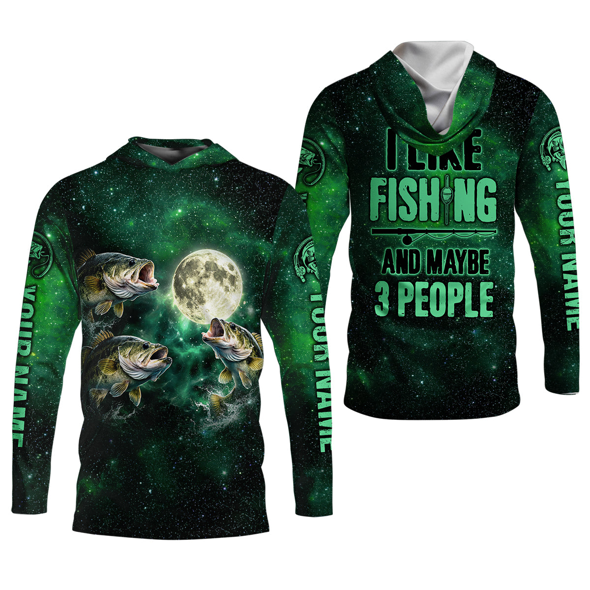I Like Fishing And Maybe 3 People Shirt, Personalized Bass Fishing Long Sleeve For Men