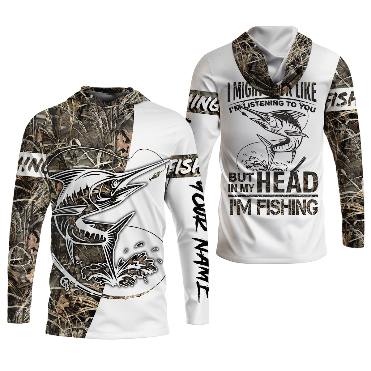 Personalized Marlin Fishing UPF Shirt – Funny Fishing Long Sleeve Shirt for Men