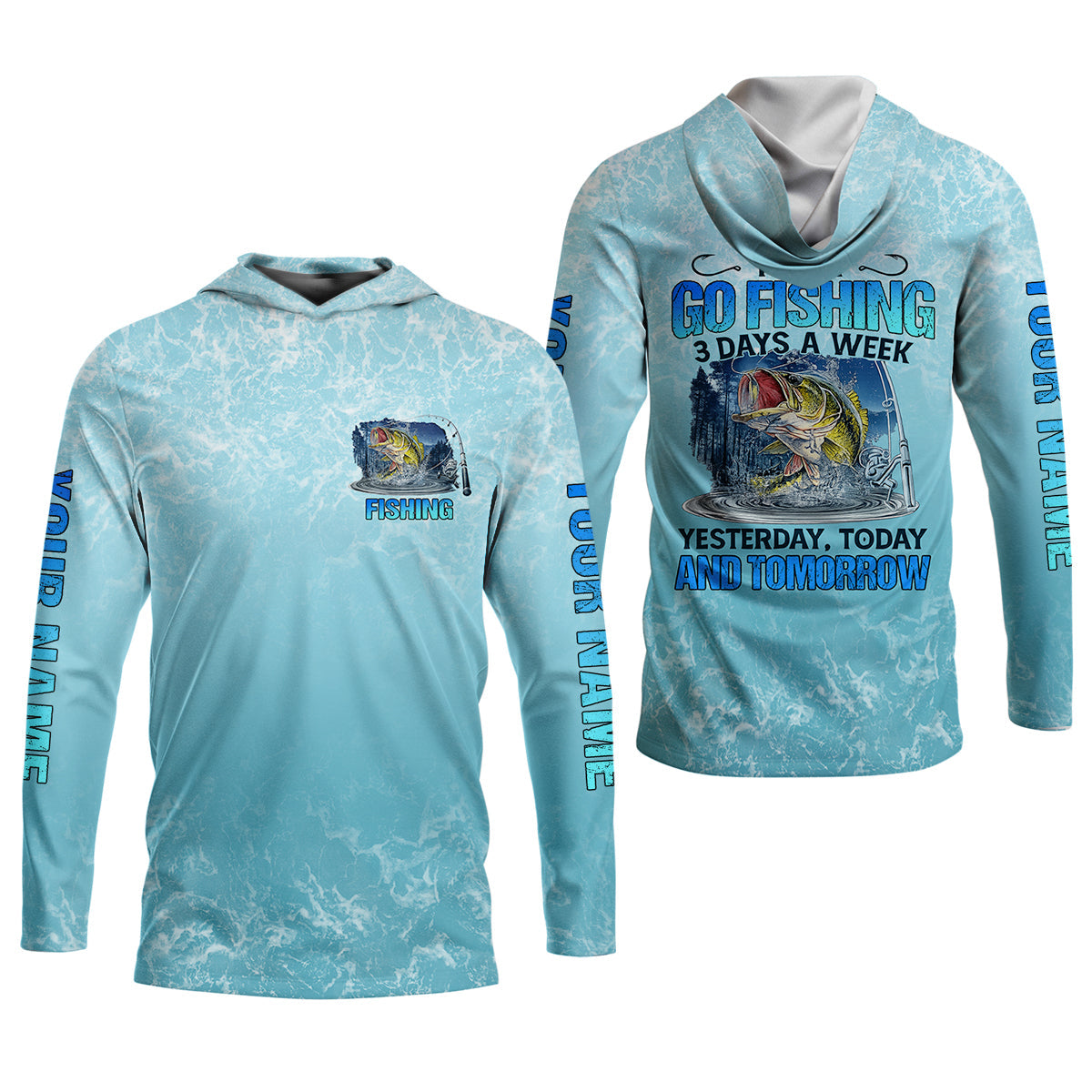 Personalized Fishing Shirt, Custom Name Fishing T-Shirt, I Only Go Fishing 3 Days a Week Fisherman Gift Fishing Shirt for Men, Go Fishing 3 Days a Week, Fishing Gifts For Men