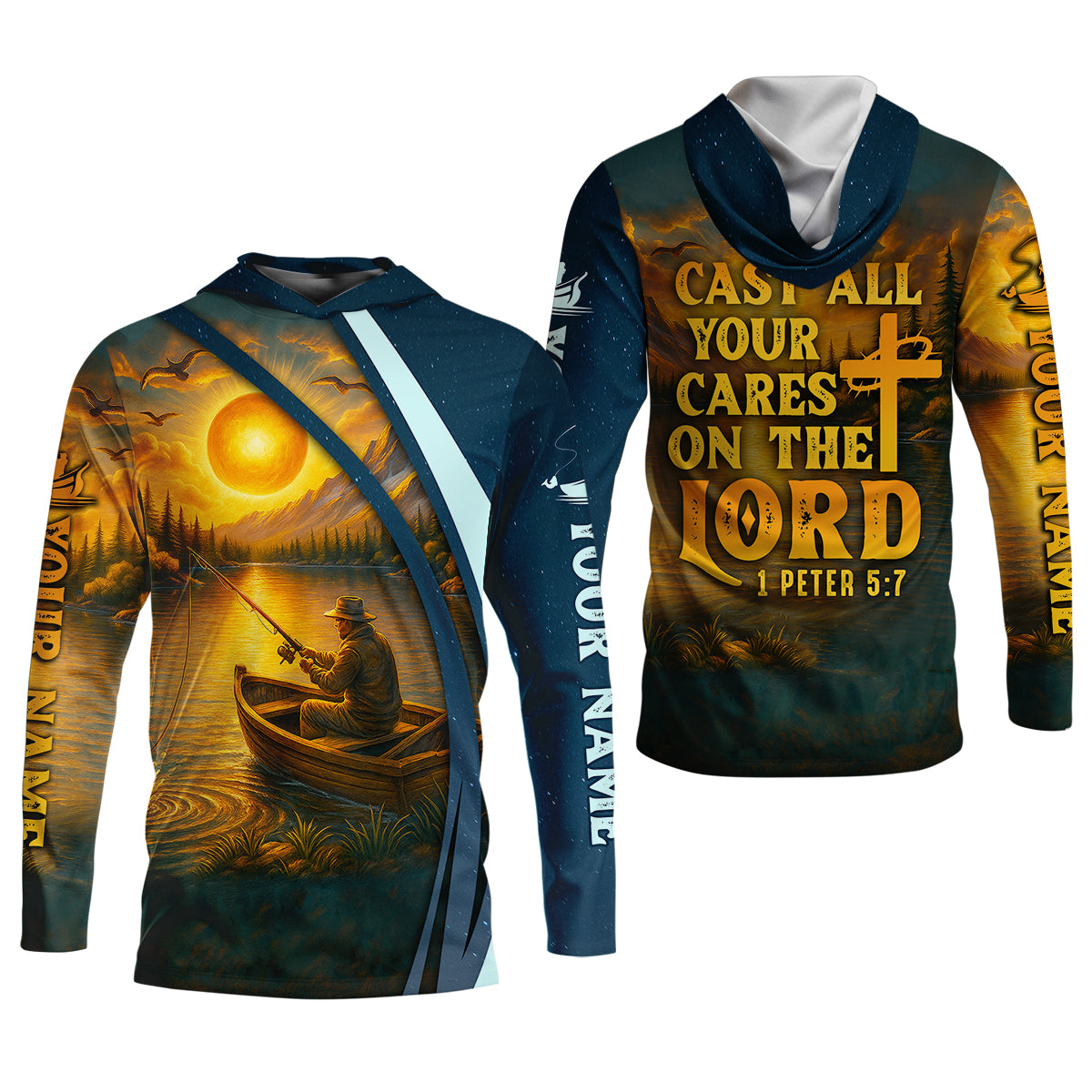 Cast All Your Cares On The Lord Christian Fishing SPF Shirt For Men, Fisherman Gift, Men's Fishing Shirt