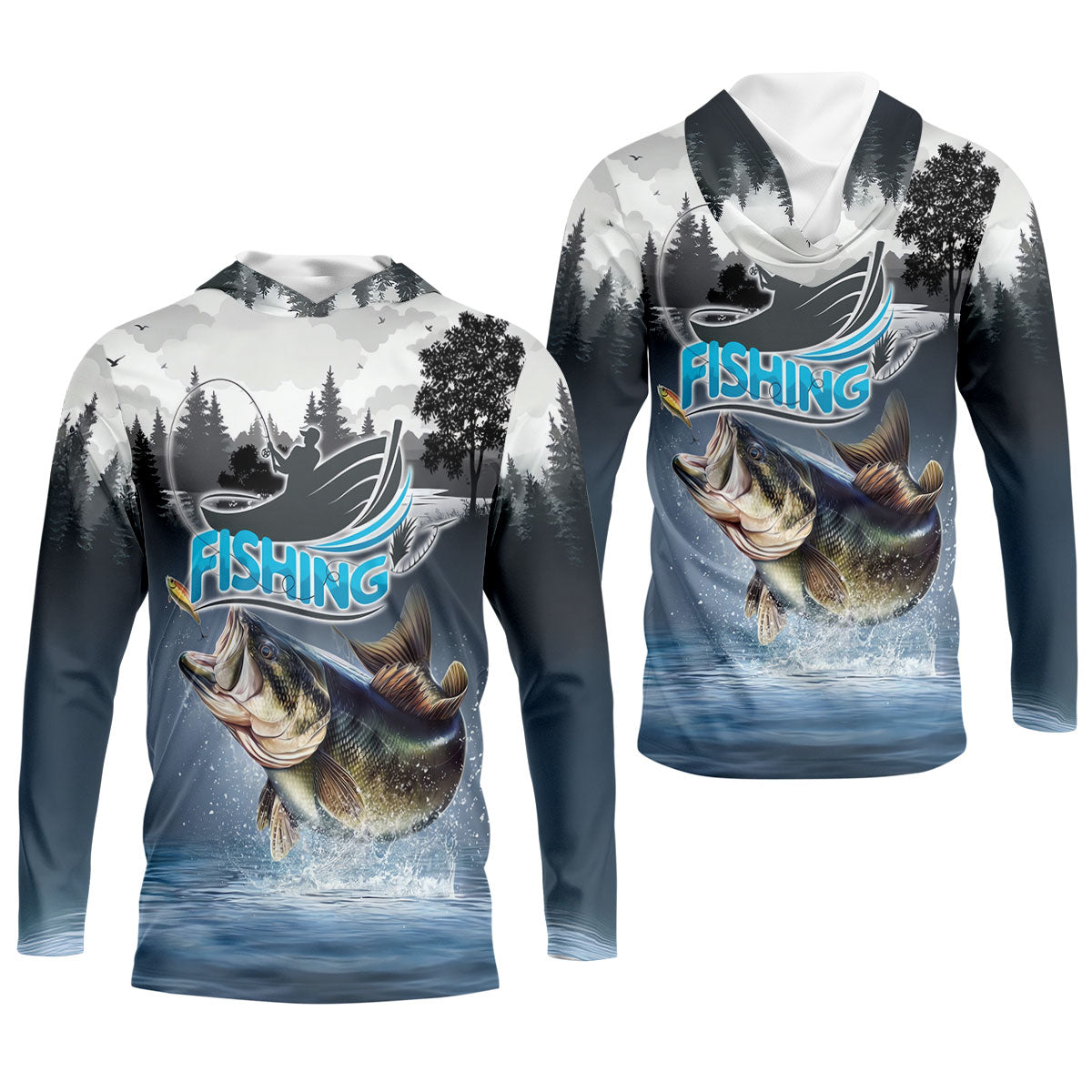 Bass Fisherman Silhouette Fishing UPF Shirts, Largemouth Bass Fishing Shirt For Women