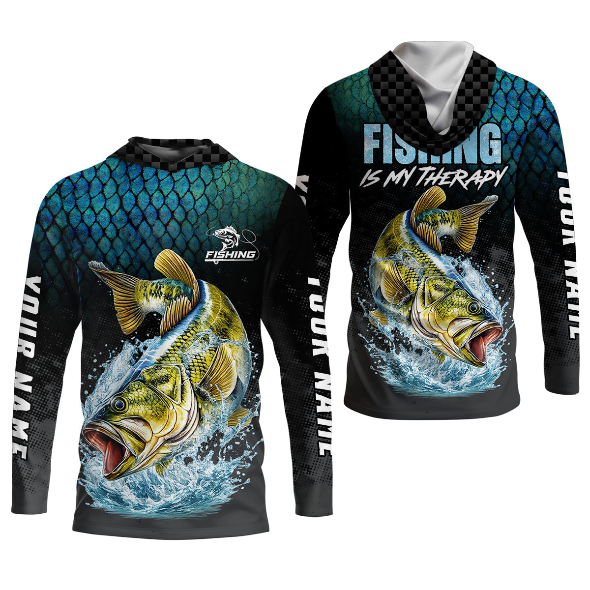 Fishing Is My Therapy Bass Fishing UPF Shirt – Personalized Fishing Shirt for Men