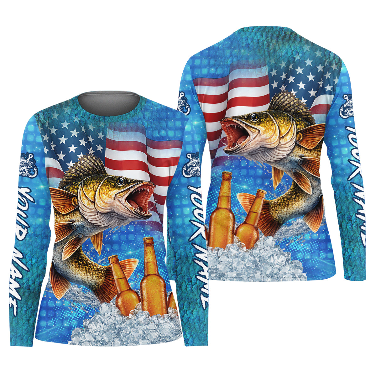 Fishing And Beer Patriotic Fishing Shirt, 250th Anniversary Fishing UPF Shirts, Fishing Shirt For Women