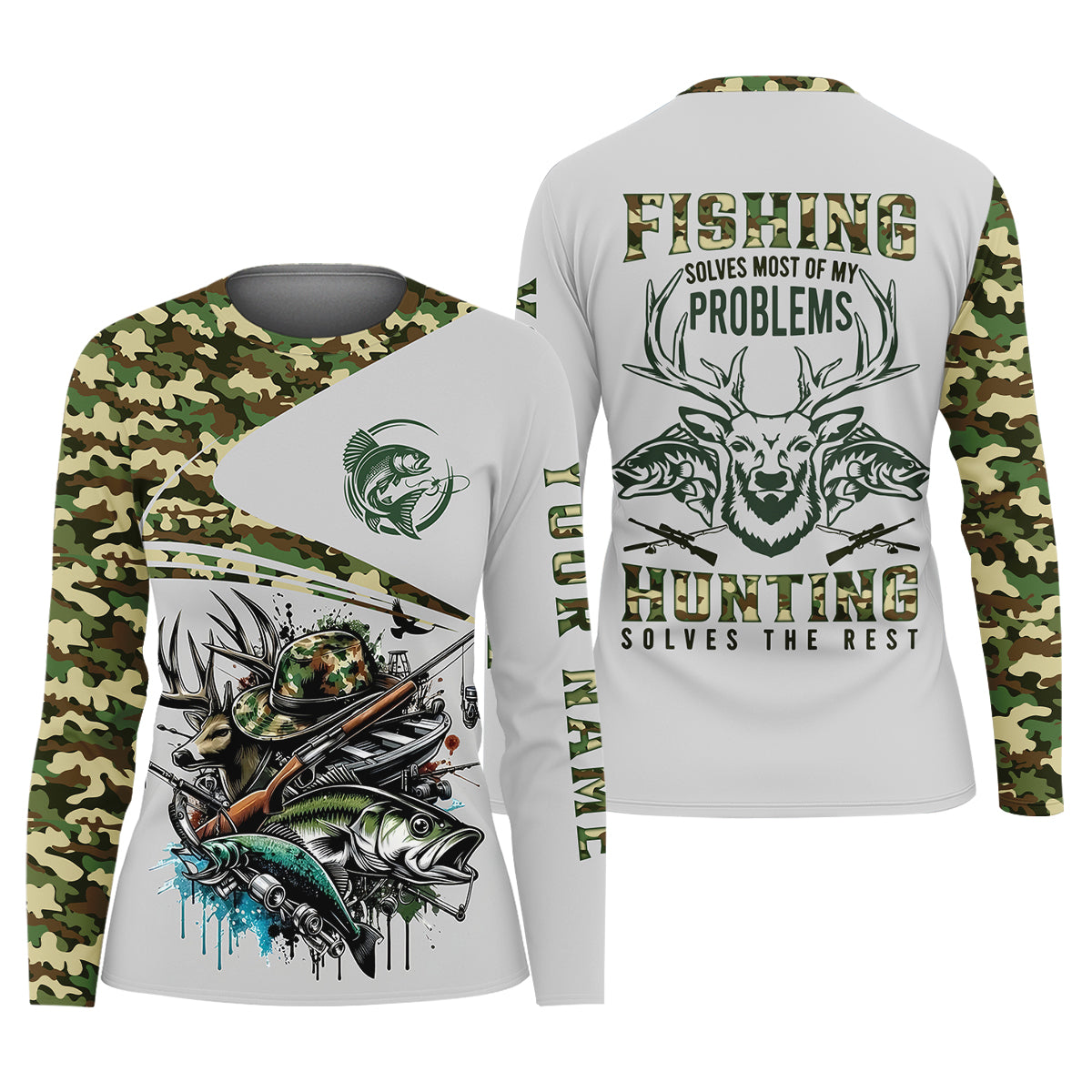 Fishing Solves Most Of My Problems Hunting Solves The Rest Women SPF Shirt, Fishing Shirt Long Sleeve