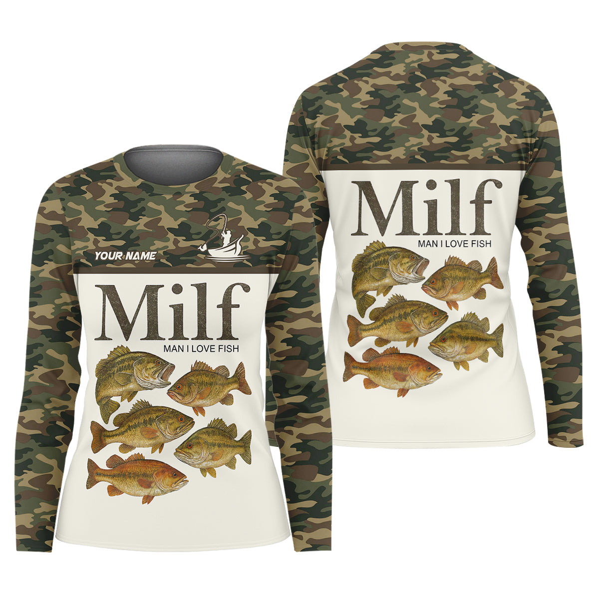MILF Man I Love Fish Funny Fishing Shirt, Camo Fishing UPF Shirts, Women Fishing Shirt
