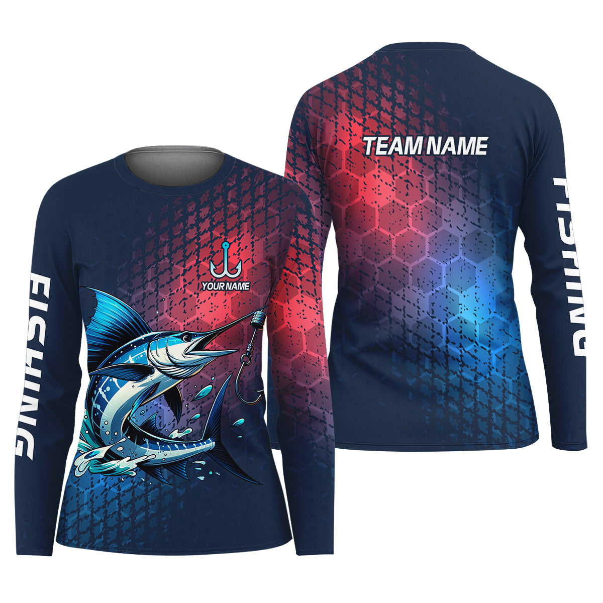 Marlin Fishing Custom Name UPF Shirts, Tournament Fishing Shirts, Women Fishing Shirt