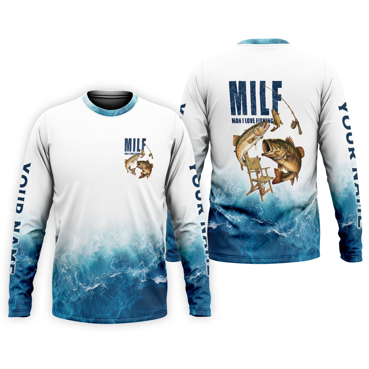 Funny MILF Man I Love Fishing Shirt, Custom Name Fisherman Gift for Men, Fishing UPF Shirts